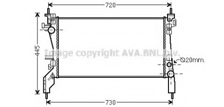 Радіатор охолодження двигуна Fiat Fiorino (07-)/Citroen Nemo (08-)/Peugeot Bipper (07-) 1.3 JTD Multijet AVA COOLING FTA 2380 (фото 1)