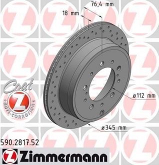 Диск тормозной задний 345mm перфорированный TLC200/LX570 ZIMMERMANN 590281752 (фото 1)