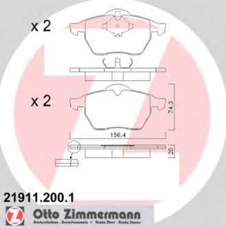 Колодки гальмівні дискові ZIMMERMANN 219112001 (фото 1)