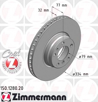 Диск гальмівний Coat Z ZIMMERMANN 150128020 (фото 1)