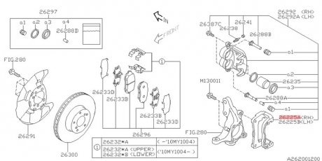 Скоба суппорта тормозного переднего SUBARU 26225AG080 (фото 1)