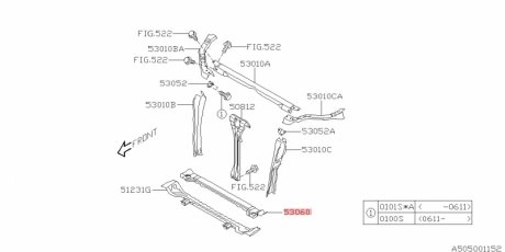 Накладка передней панели нижняя SUBARU 53029XA02A9W (фото 1)