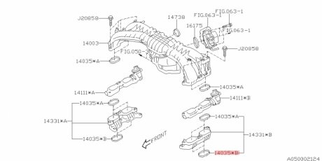 Прокладка впускного коллектора SUBARU 14035AA630 (фото 1)