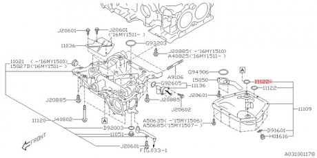 Кольцо уплотнительное SUBARU 11122AA350 (фото 1)