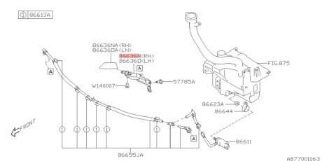 Форсунка омывателя SUBARU 86636AJ010 (фото 1)