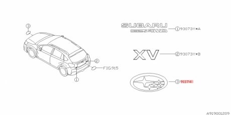 Эмблема пластик SUBARU 91174SA005 (фото 1)