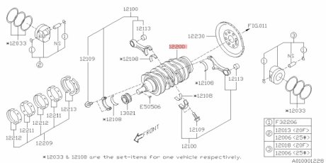 Вал коленчатый SUBARU 12200AA510 (фото 1)