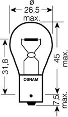 Лампа накаливания, фонарь указателя поворота, Лампа накаливания, основная фара, Лампа накаливания, фонарь сигнала тормож./ задний габ. огонь, Лампа накаливания, фонарь сигнала торможения, Лампа накаливания, фонарь освещения номерного знака, Лампа нак OSRAM 7506ULT (фото 1)