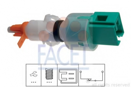 Выключатель, привод сцепления (Tempomat), Выключатель, привод сцепления (управление двигателем) FACET 7.1249 (фото 1)