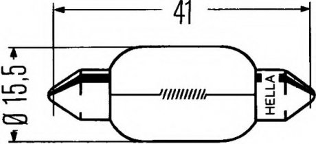 Лампа розжарювання, 12V 15W SV 8,58 HELLA 8GM 002 091-141 (фото 1)