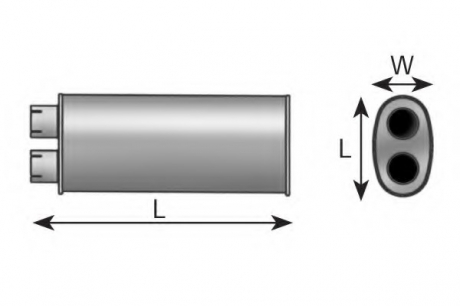 Средний глушитель выхлопных газов, Средний глушитель выхлопных газов, универсальный Dinex 47300 (фото 1)