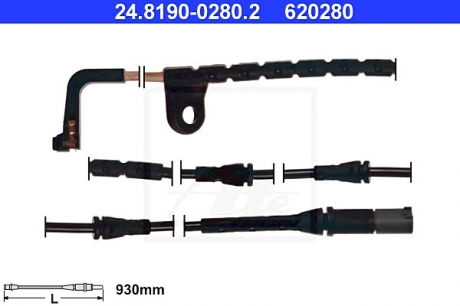 24.8190-0280.2_датчик износа колодок пер.! L-990 \ BMW X6 E71/E72 5.0i 08> ATE 24819002802 (фото 1)