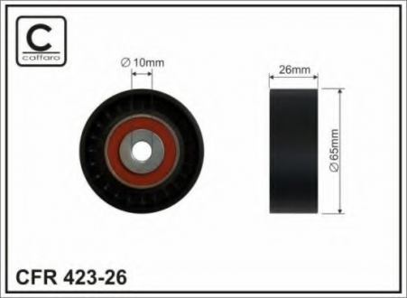 РОЛИК (БЕЗ МЕХАНИЗМА) 65x10x26 F-122332.01 plastic double bearing CAFFARO 42326 (фото 1)