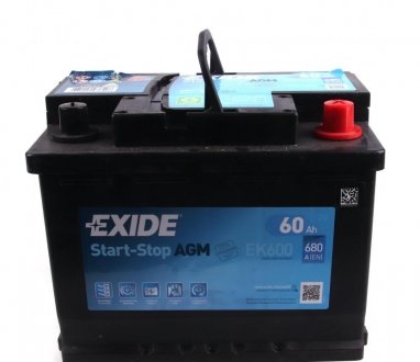 Стартерная аккумуляторная батарея, Стартерная аккумуляторная батарея EXIDE EK600 (фото 1)