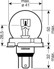 Лампа розжарювання R2 12V 100/90W P45t SUPER BRIGHT (вир-во) OSRAM 64204SB (фото 1)
