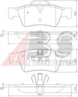 Комплект тормозных колодок, дисковый тормоз A.B.S. A.B.S. A.B.S. 37509 (фото 1)