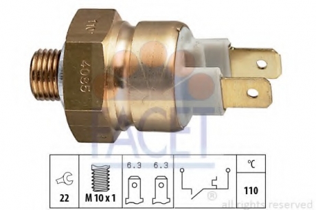 Термовыключатель, сигнальная лампа охлаждающей жидкости FACET 7.4085 (фото 1)