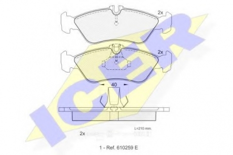 Комплект тормозных колодок, дисковый тормоз ICER 141103 (фото 1)