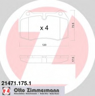 Комплект тормозных колодок, дисковый тормоз ZIMMERMANN 21471.175.1 (фото 1)