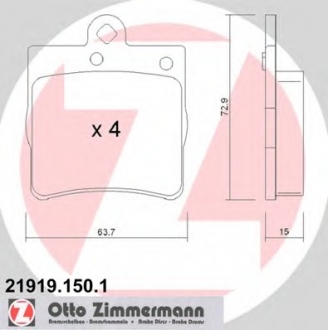Комплект тормозных колодок, дисковый тормоз ZIMMERMANN 21919.150.1 (фото 1)