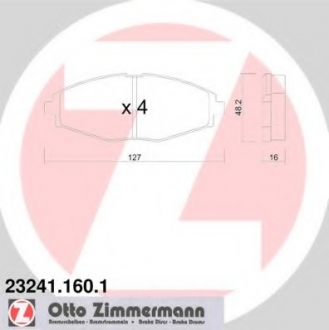 Колодки гальмівні дискові, к-кт ZIMMERMANN 23241.160.1 (фото 1)