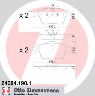 Комплект тормозных колодок, дисковый тормоз ZIMMERMANN 24084.190.1 (фото 1)