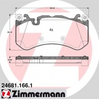 Комплект тормозных колодок, дисковый тормоз ZIMMERMANN 24681.166.1 (фото 1)