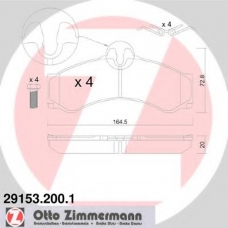 Комплект тормозных колодок, дисковый тормоз ZIMMERMANN 29153.200.1 (фото 1)
