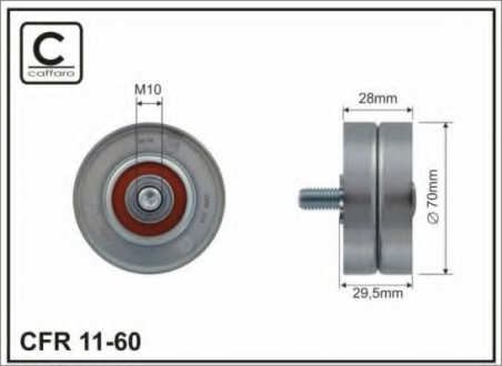 Обвідний ролiк Peugeot/Citroen 1.1/1.4/1.6 16V 97- CAFFARO 11-60 (фото 1)