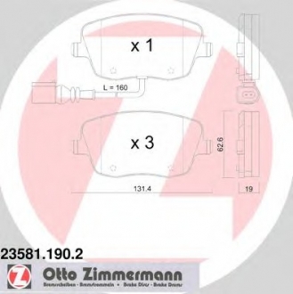 Колодки гальмівні дискові, к-кт ZIMMERMANN 23581.190.2 (фото 1)