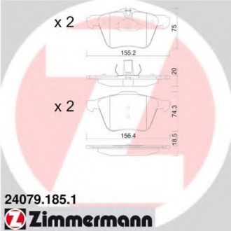 Комплект тормозных колодок, дисковый тормоз ZIMMERMANN 24079.185.1 (фото 1)
