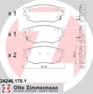 Комплект тормозных колодок, дисковый тормоз ZIMMERMANN 24246.170.1 (фото 1)