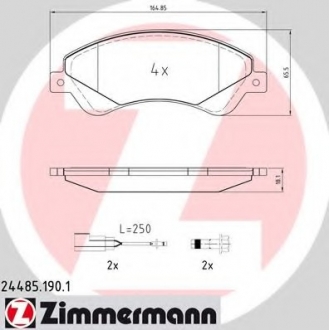 Комплект тормозных колодок, дисковый тормоз ZIMMERMANN 24485.190.1 (фото 1)