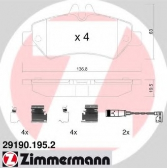 Комплект тормозных колодок, дисковый тормоз ZIMMERMANN 29190.195.2 (фото 1)