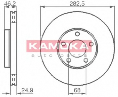 Тормозной диск передний вентилируемый VW PASSAT 96 KAMOKA 1032028 (фото 1)