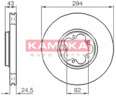 Тормозной диск передний вентильований FORD TRANSIT KAMOKA 1032224 (фото 1)