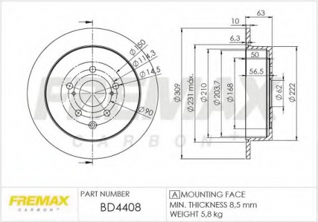 Диск тормозной задний BD-4408 FREMAX BD4408 (фото 1)