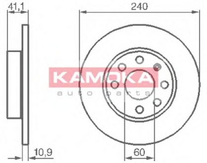 Тормозной диск передний цельный OPEL CORSA C 00-> KAMOKA 1032258 (фото 1)