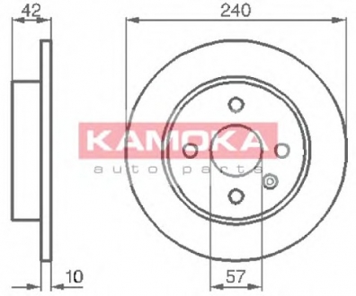Тормозной диск задний цельный OPEL ASTRA G 95-05 KAMOKA 1032086 (фото 1)