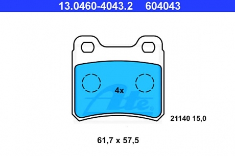 Комплект тормозных колодок, дисковый тормоз ATE 13.0460-4043.2 (фото 1)