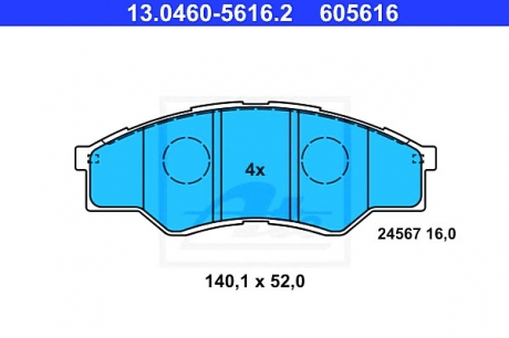 Комплект тормозных колодок, дисковый тормоз ATE 13.0460-5616.2 (фото 1)