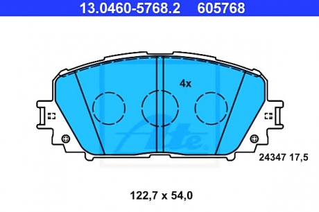 Комплект тормозных колодок, дисковый тормоз ATE 13.0460-5768.2 (фото 1)