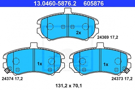 Комплект тормозных колодок, дисковый тормоз ATE 13.0460-5876.2 (фото 1)