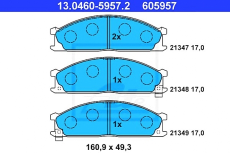 Комплект тормозных колодок, дисковый тормоз ATE 13.0460-5957.2 (фото 1)