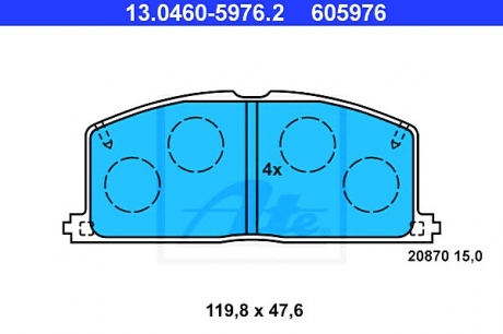 Комплект тормозных колодок, дисковый тормоз ATE 13.0460-5976.2 (фото 1)