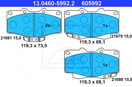 Комплект тормозных колодок, дисковый тормоз ATE 13.0460-5992.2 (фото 1)