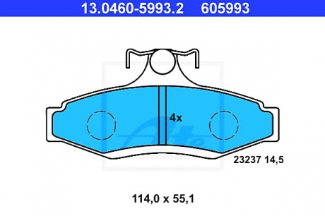 Комплект тормозных колодок, дисковый тормоз ATE 13.0460-5993.2 (фото 1)