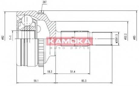 ШРУС, внеш. 21/30/52,2MM/26ABS Renault Kangoo 1,4 KAMOKA 7140 (фото 1)