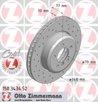 Диск тормозной передний BMW SPORT Coat Z ZIMMERMANN 150343452 (фото 1)