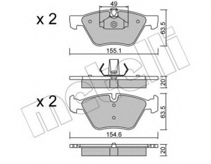 Комплект тормозных колодок, дисковый тормоз Metelli 22-0557-0 (фото 1)